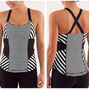 Lululemon Work It Out Tank top shirt Mint Green Striped Womens size 6